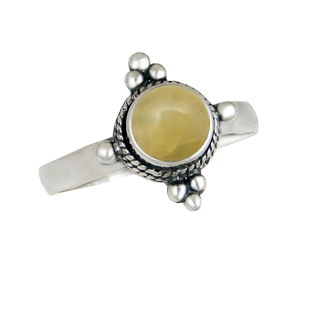 Sterling Silver Gemstone Ring With Yellow Jade Size 9